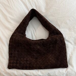 Chocolate brown woven shoulder bag